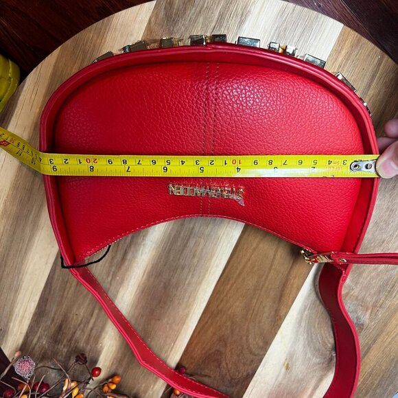 Steven Madden BSabine Y2K Hobo Shoulder Bag in Lipstick Red Soft Faux Leather - Picture 10 of 12